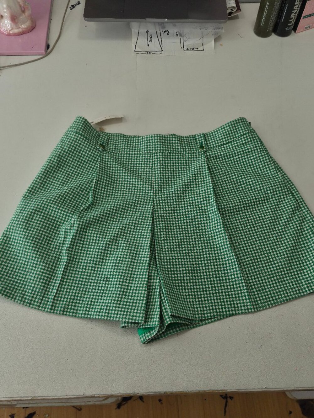 Maeve Menswear Pleated Skort Size 14 Green Check NWT